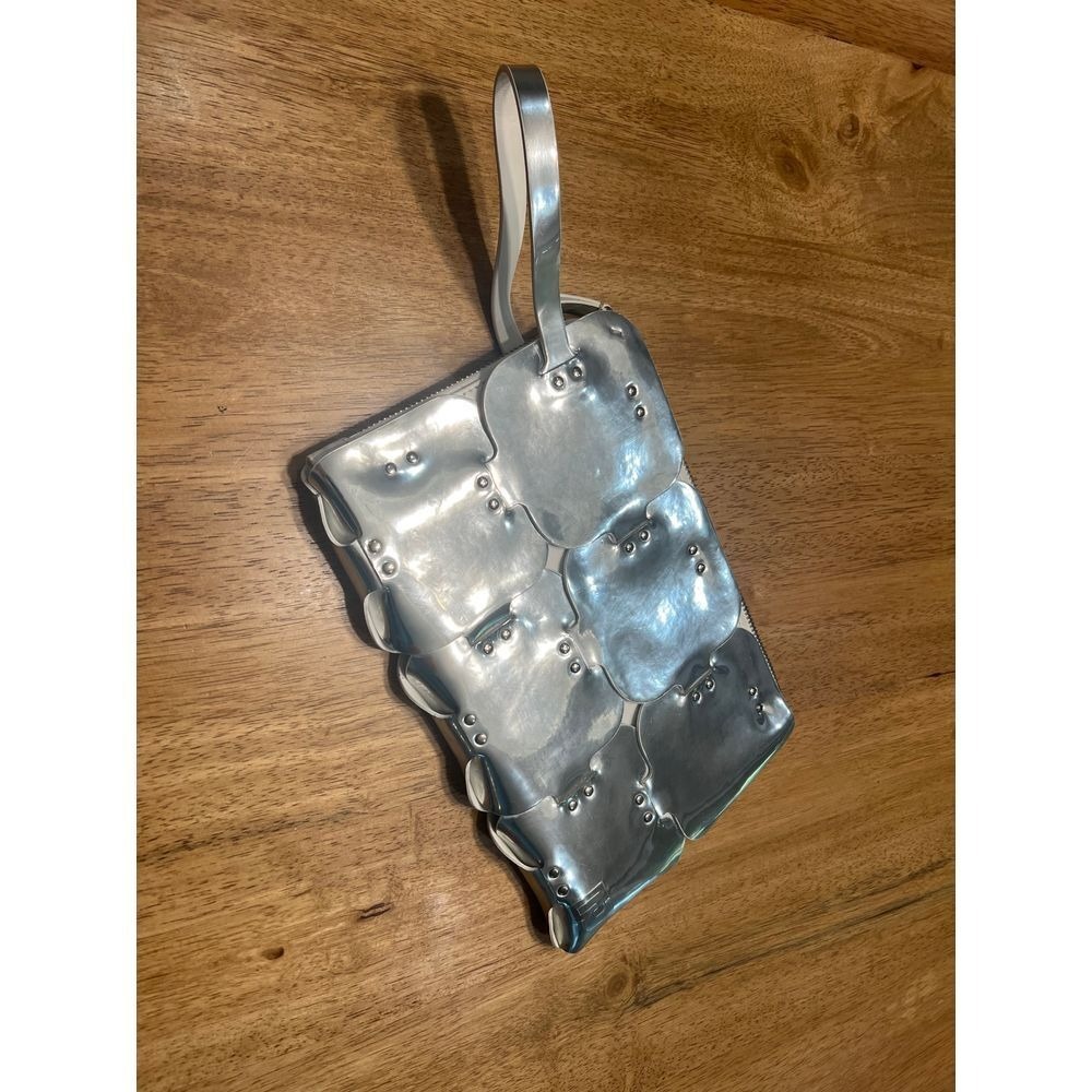 Paco Rabanne Mirrored Silver element Dragonne Wristlet bag pouch clutch - Picture 12 of 15